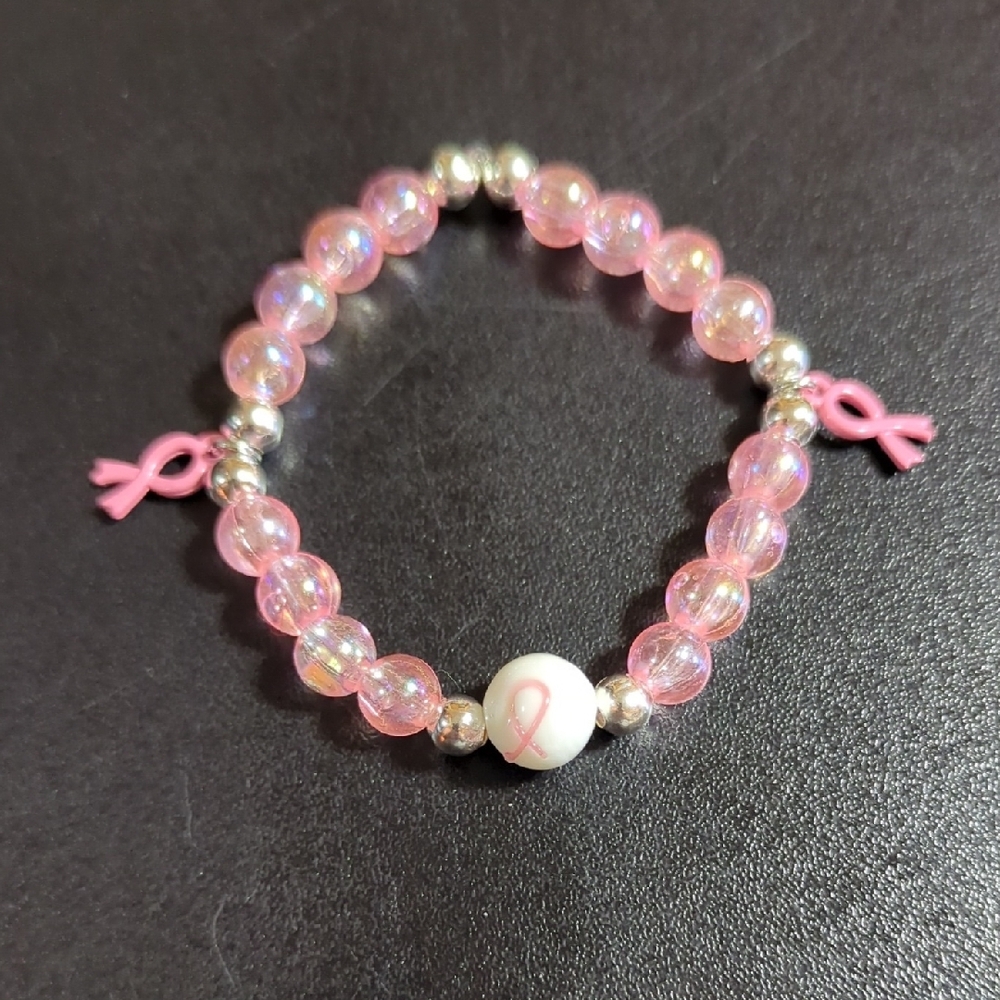 Pink Breast Cancer Beaded Awareness Bracelet